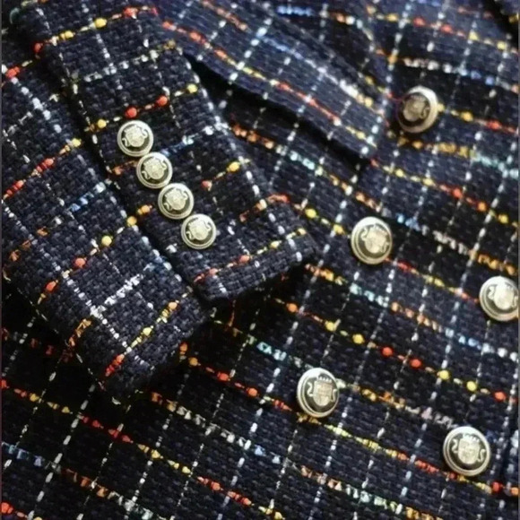 Veronica Beard Dickey Blazer Size 2 Tweed Jacket Rumer Double Breasted Navy Red - Picture 11 of 11